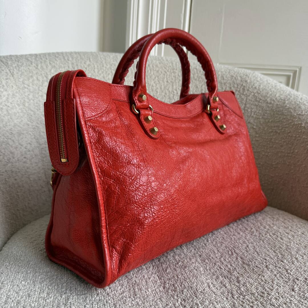2015 Balenciaga Giant City Leather Red Handbag