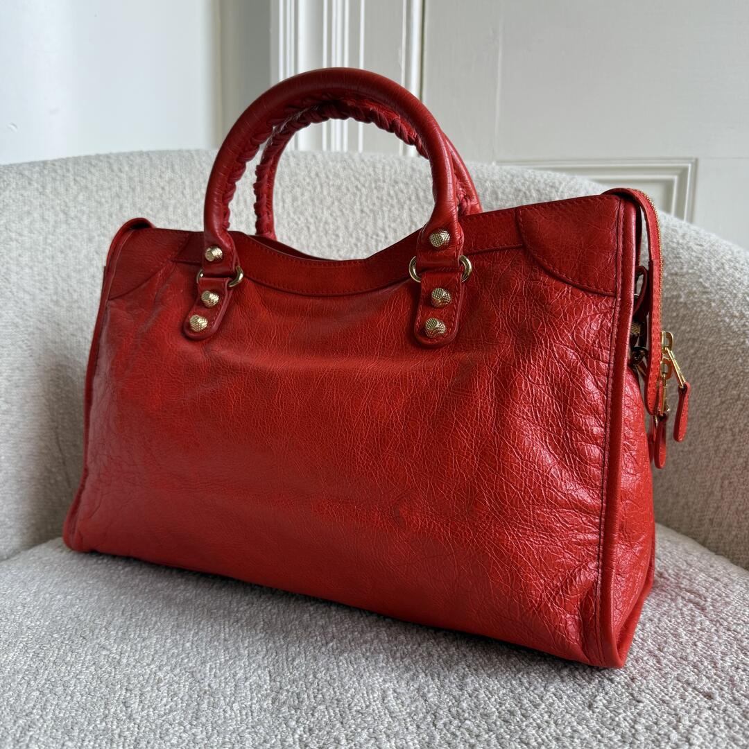2015 Balenciaga Giant City Leather Red Handbag
