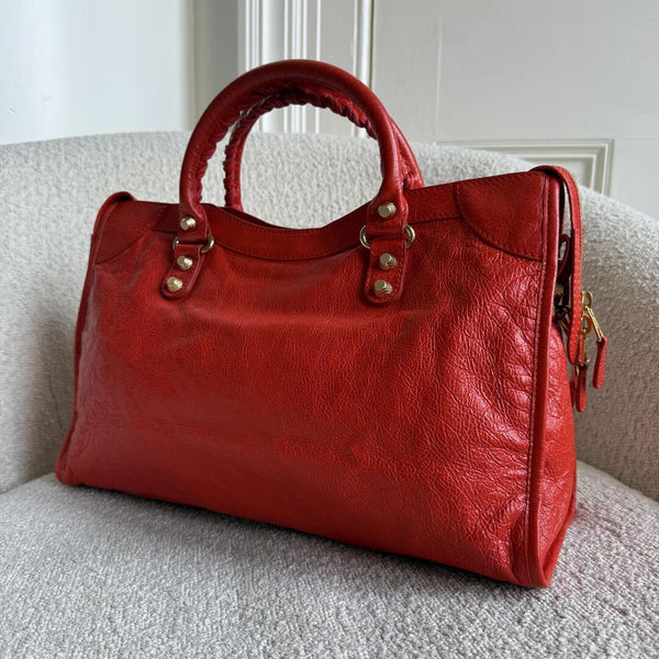 2015 Balenciaga Giant City Leather Red Handbag