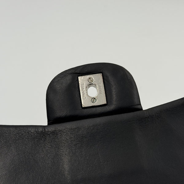 2010 Chanel CC Jumbo Classic Quilted Single Flap Black Shoulder Bag