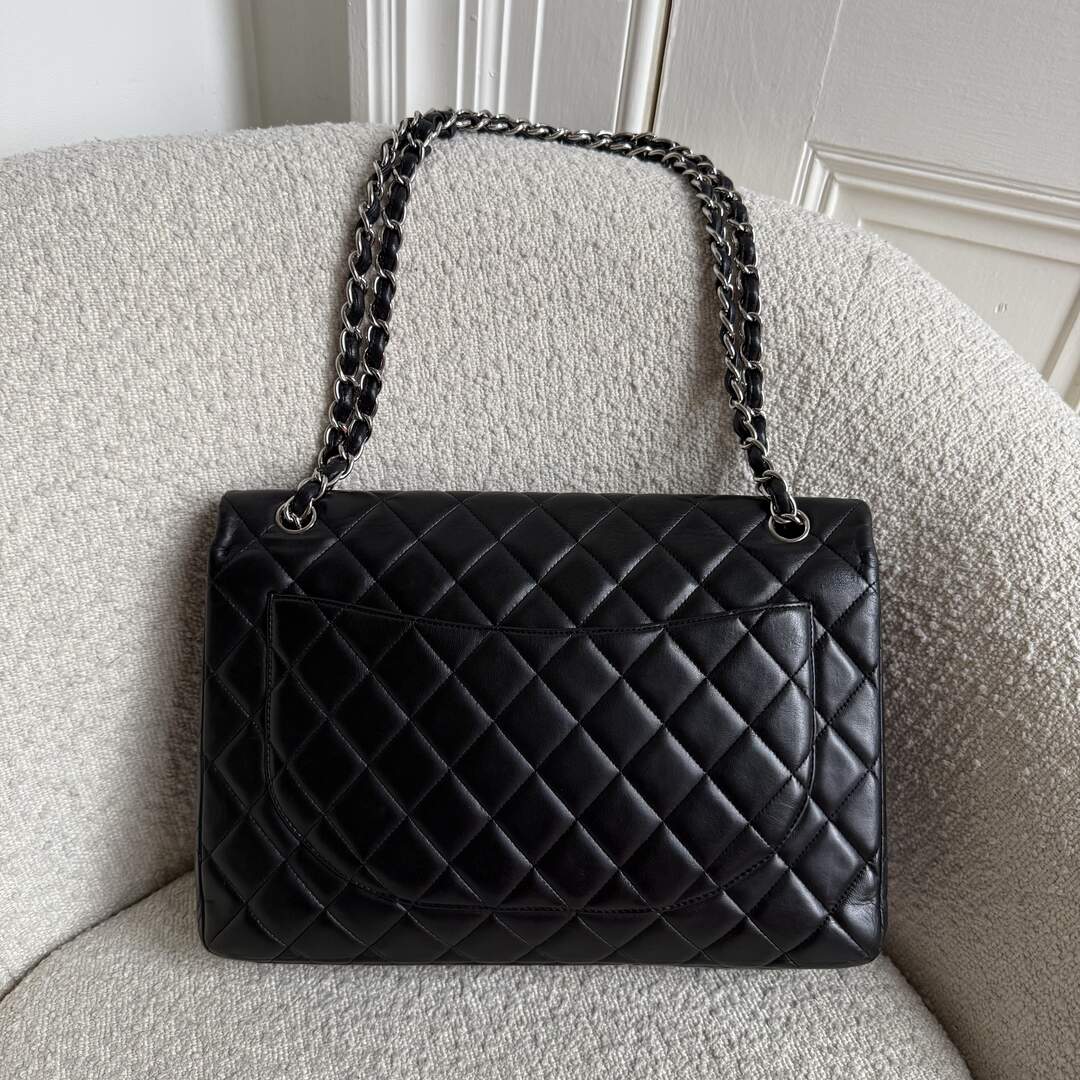 2010 Chanel CC Jumbo Classic Quilted Single Flap Black Shoulder Bag