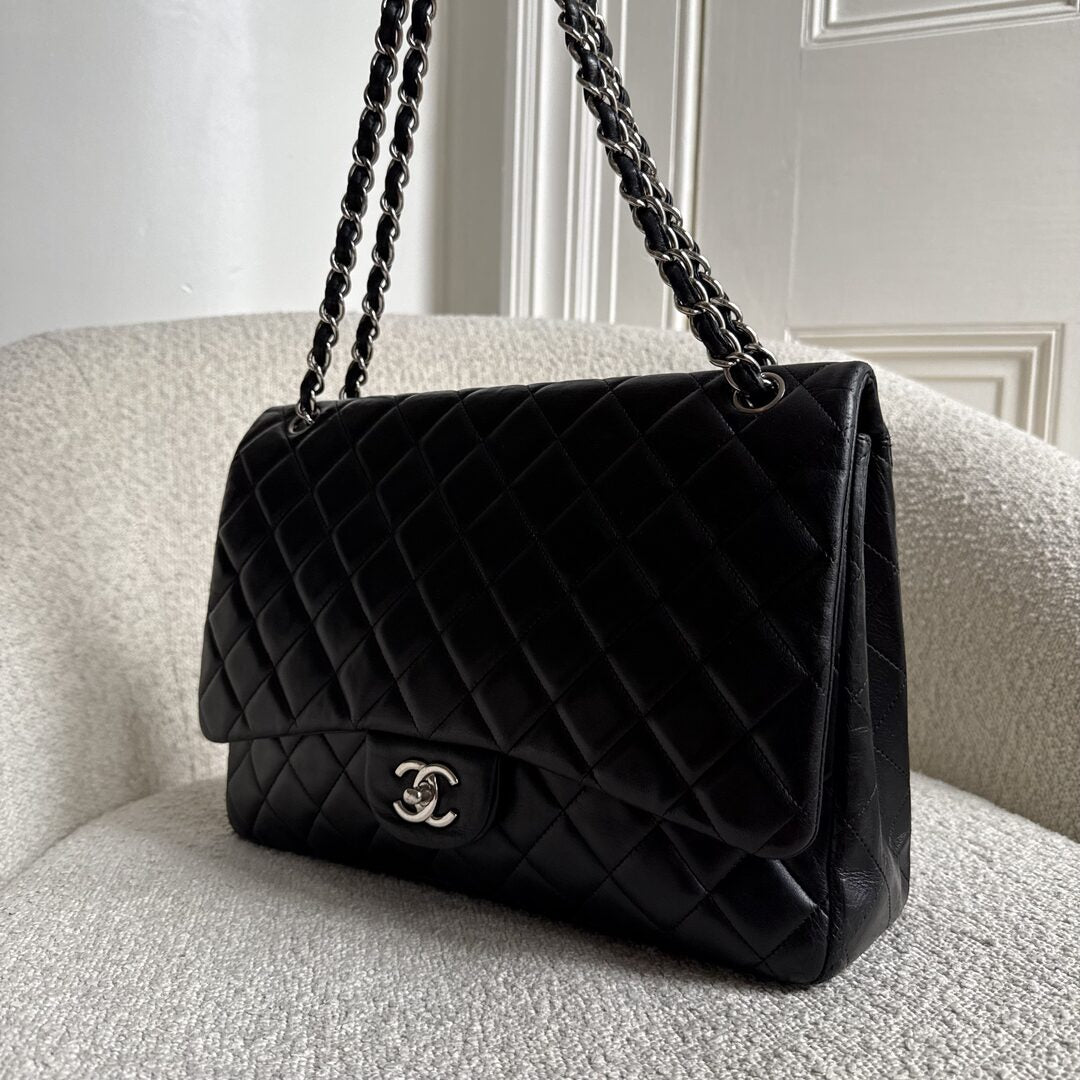2010 Chanel CC Jumbo Classic Quilted Single Flap Black Shoulder Bag