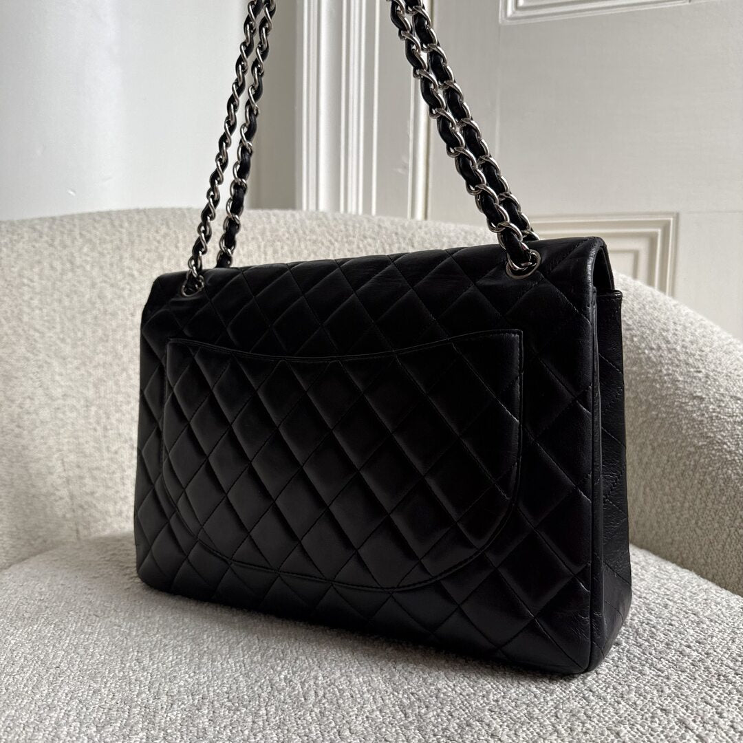 2010 Chanel CC Jumbo Classic Quilted Single Flap Black Shoulder Bag