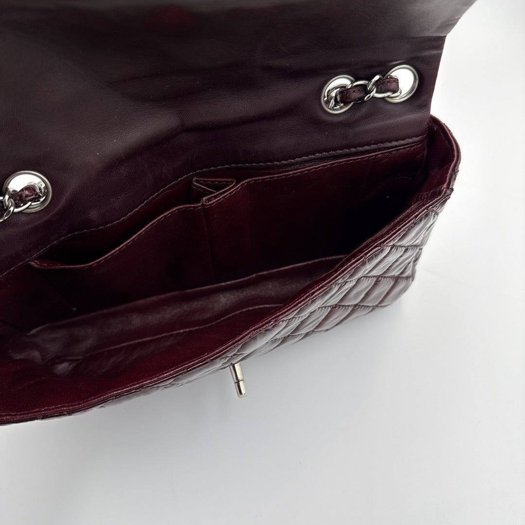 2008 Chanel East West Patent Leather Flap Bordeaux Shoulder Bag