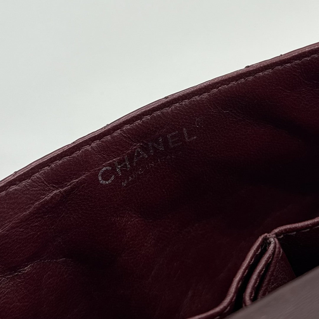 2008 Chanel East West Patent Leather Flap Bordeaux Shoulder Bag