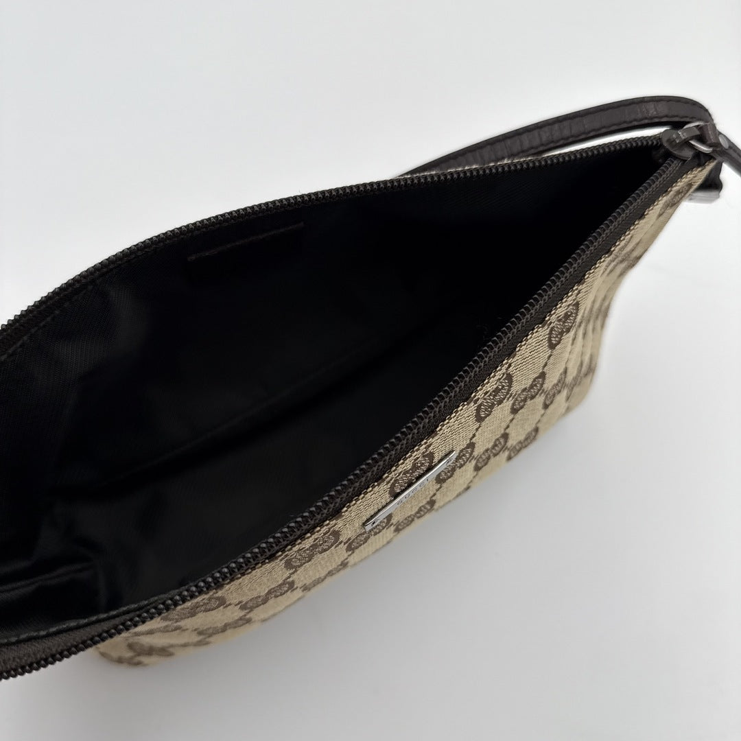 Gucci GG Monogram Brown Boat Pochette Handbag
