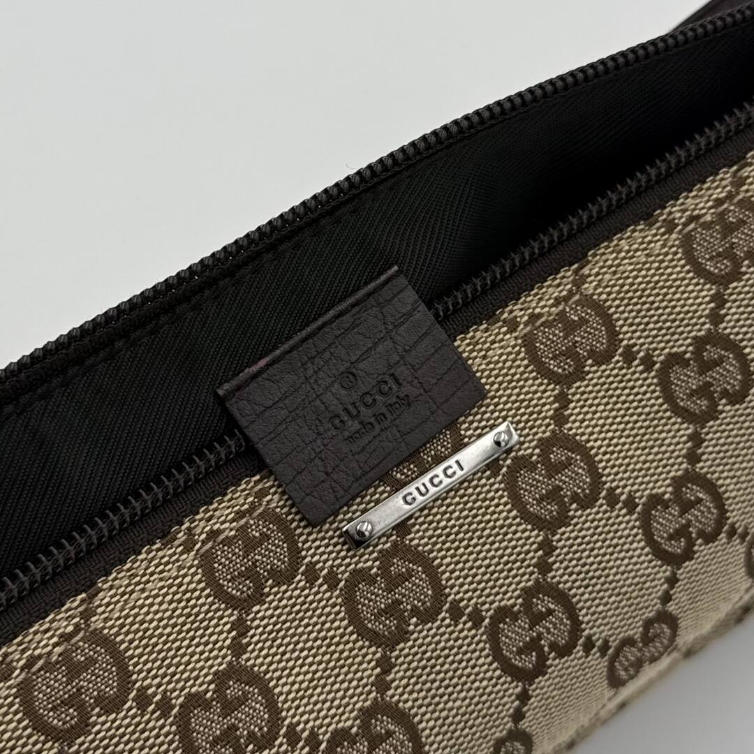 Gucci GG Monogram Brown Boat Pochette Handbag