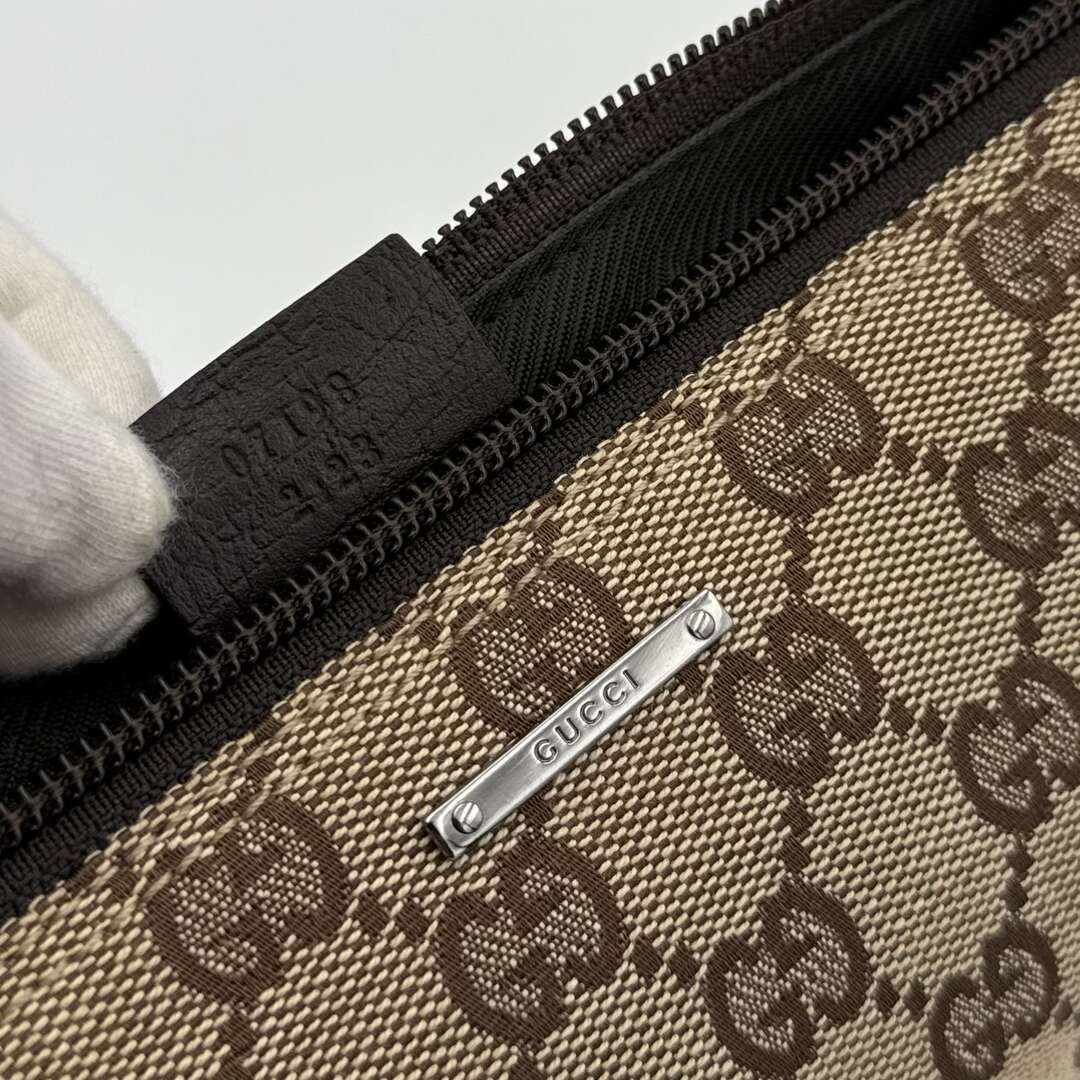 Gucci GG Monogram Brown Boat Pochette Handbag