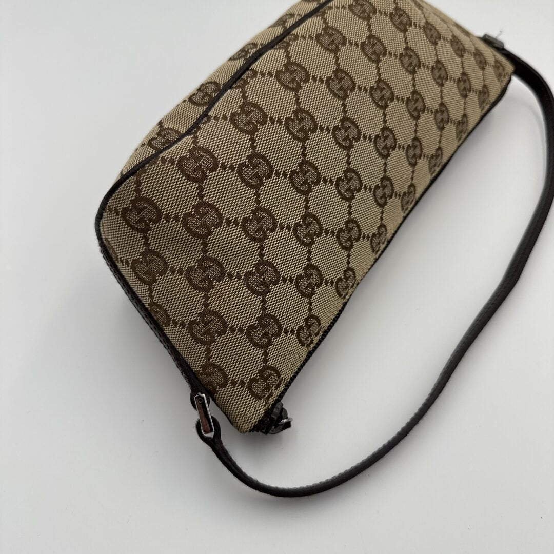 Gucci GG Monogram Brown Boat Pochette Handbag