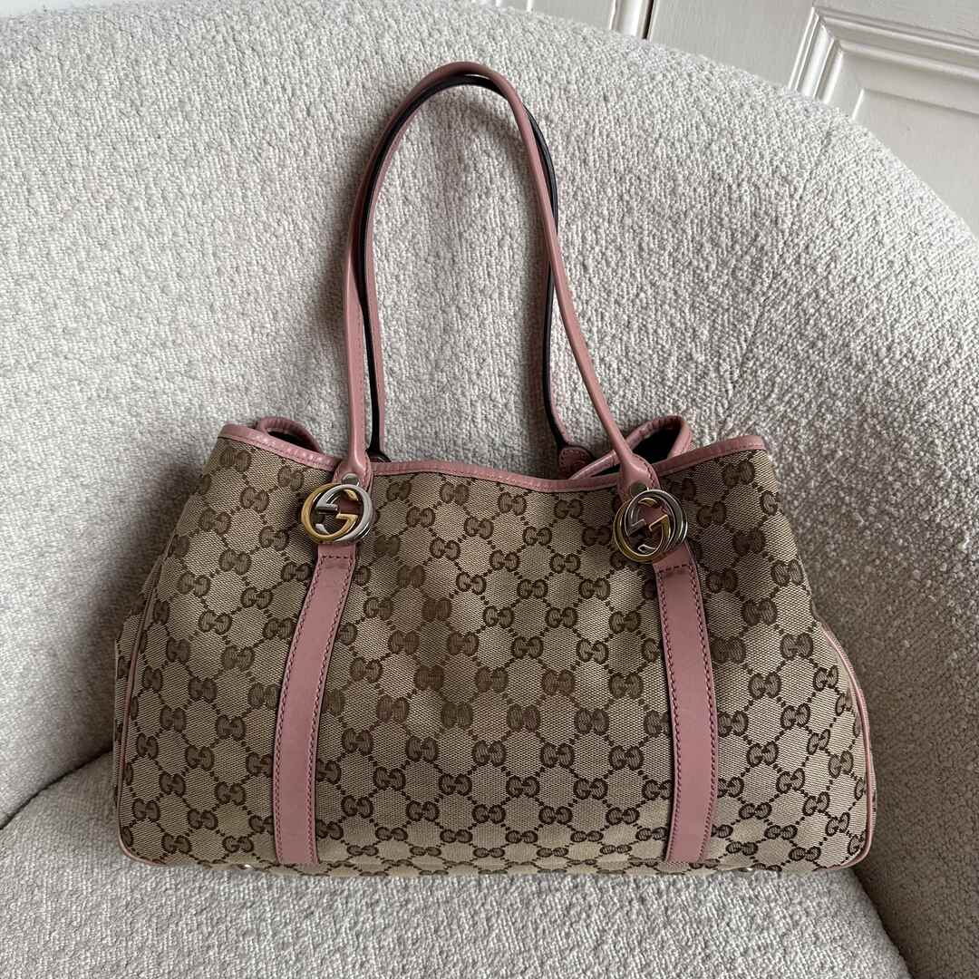 Gucci GG Canvas Pink Twins Tote Bag