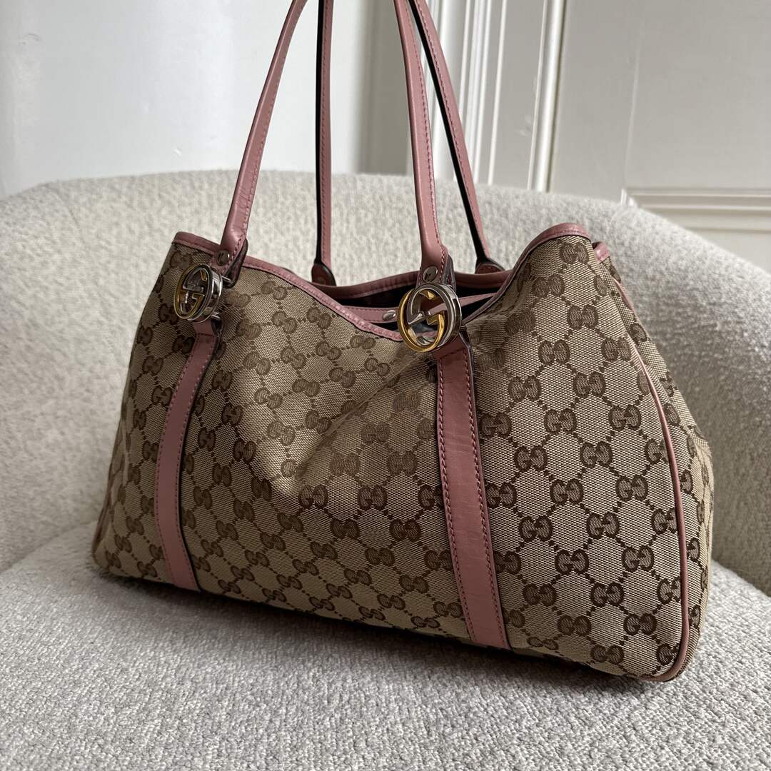 Gucci GG Canvas Pink Twins Tote Bag