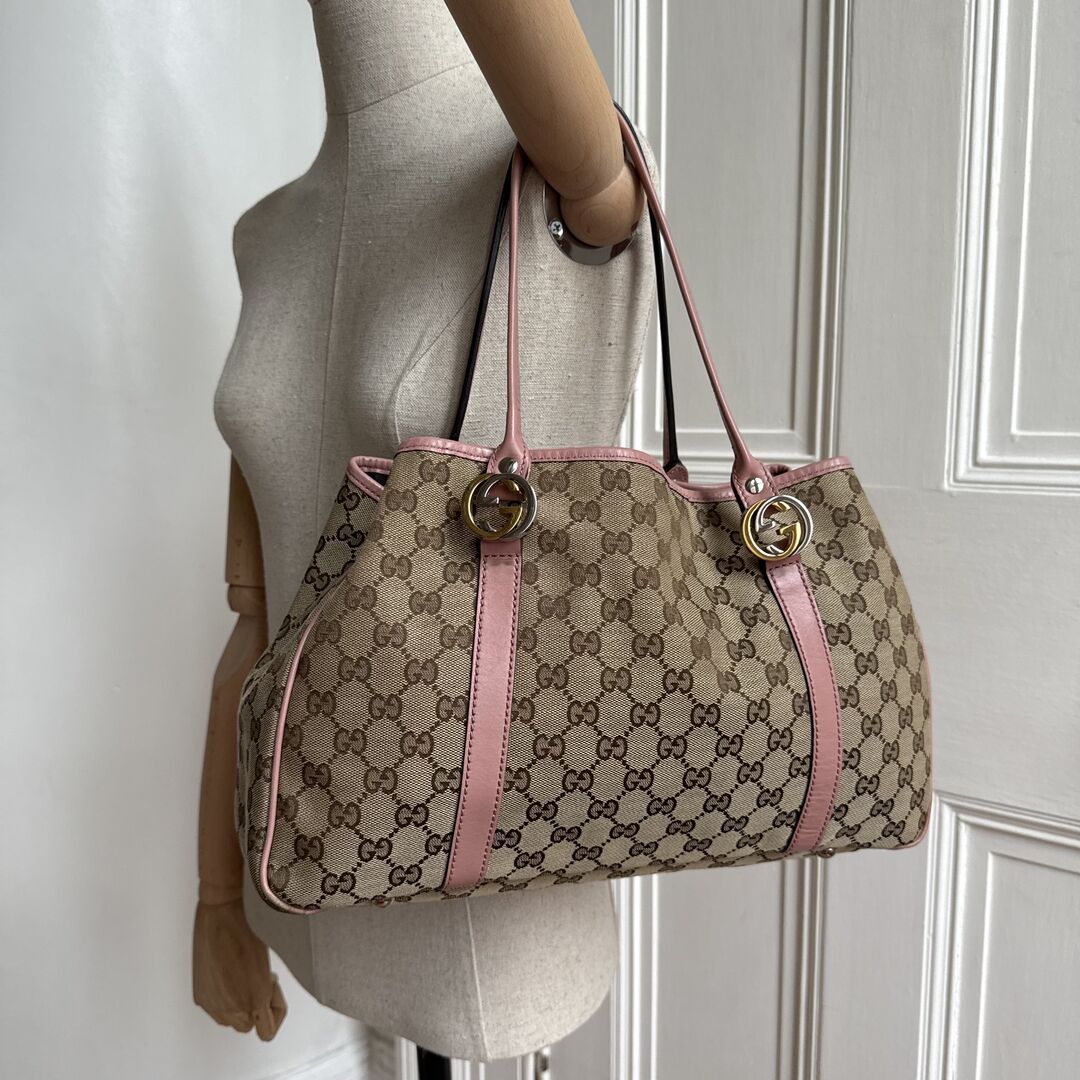 Gucci GG Canvas Pink Twins Tote Bag