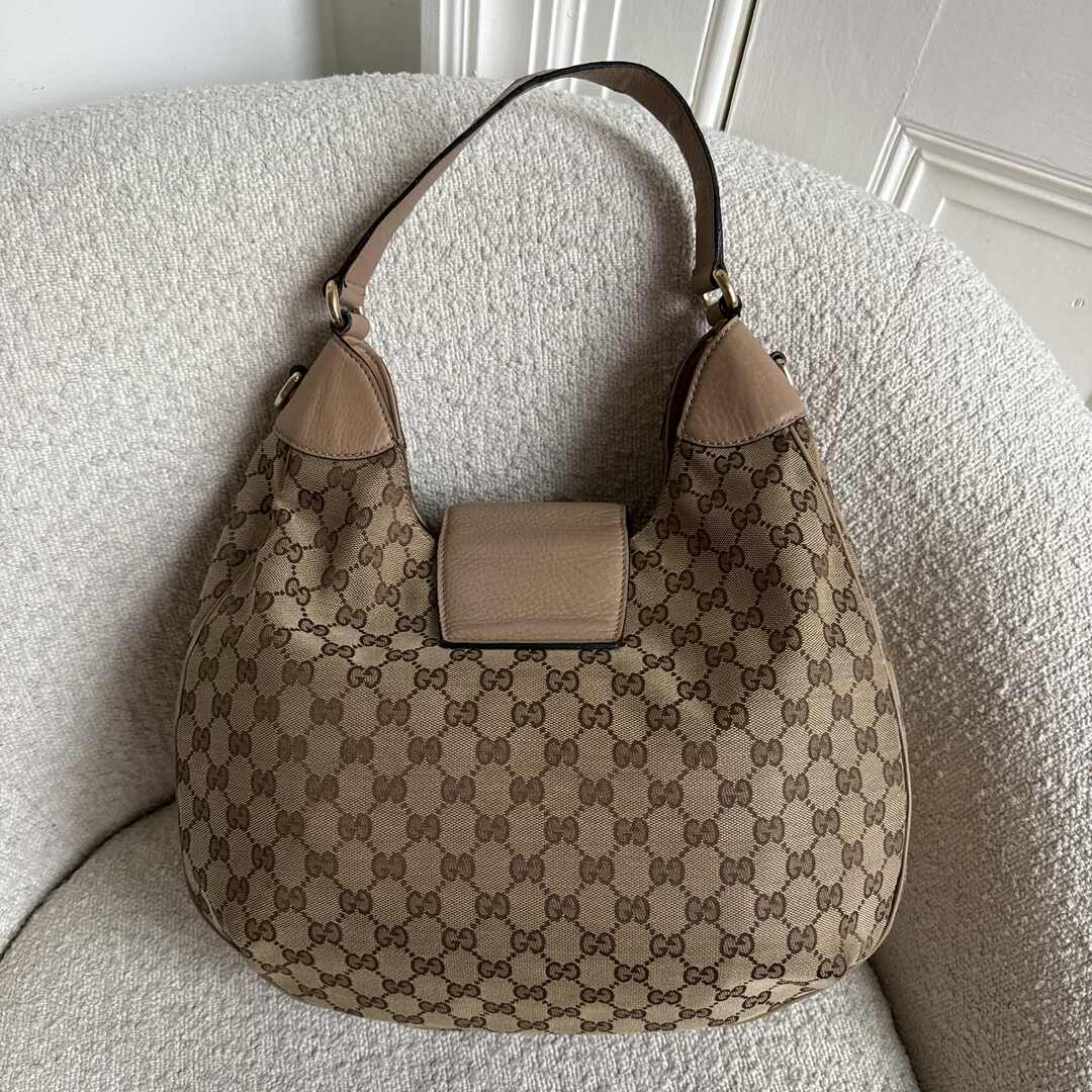 Gucci GG Canvas Dressage Hobo Nude Shoulder Bag