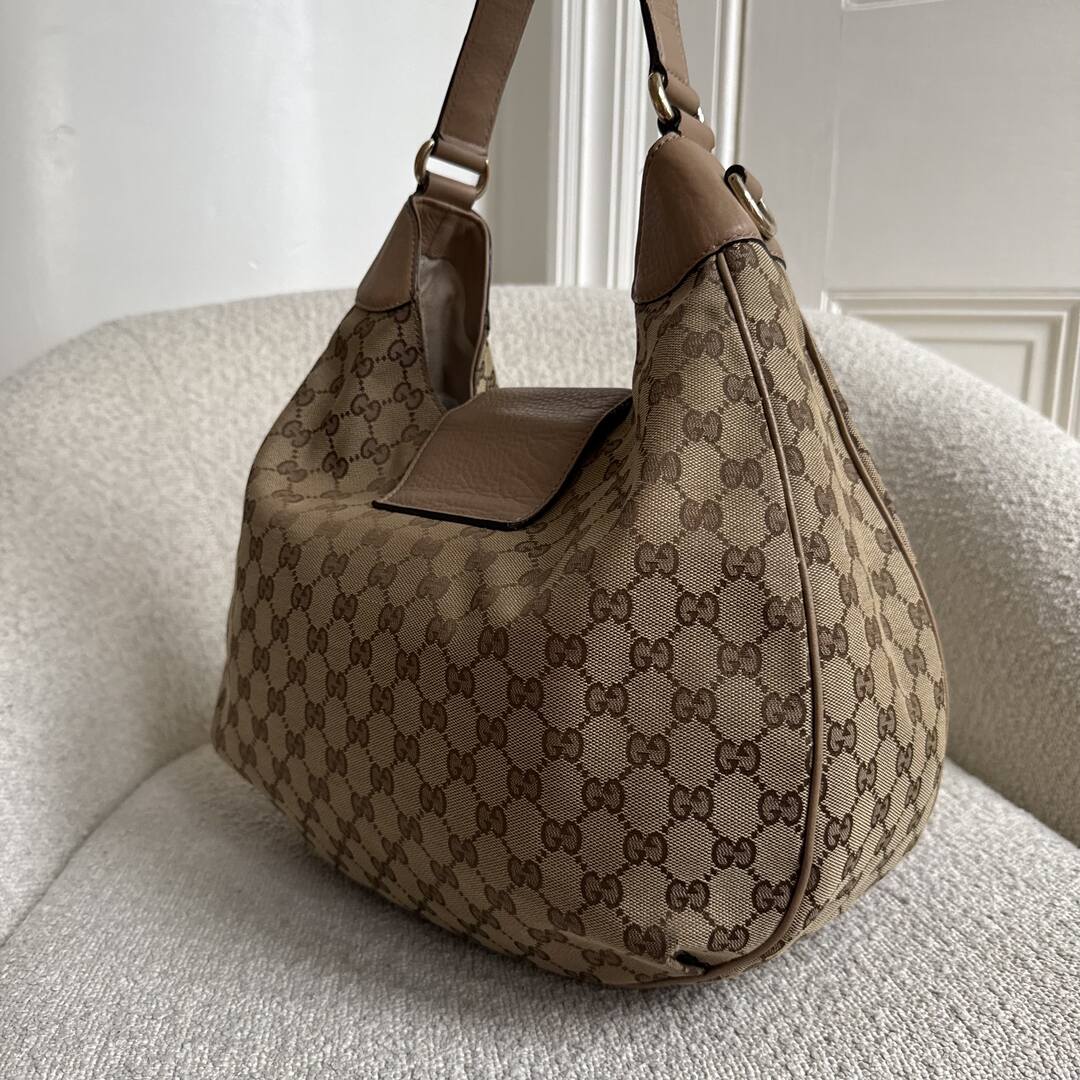 Gucci GG Canvas Dressage Hobo Nude Shoulder Bag