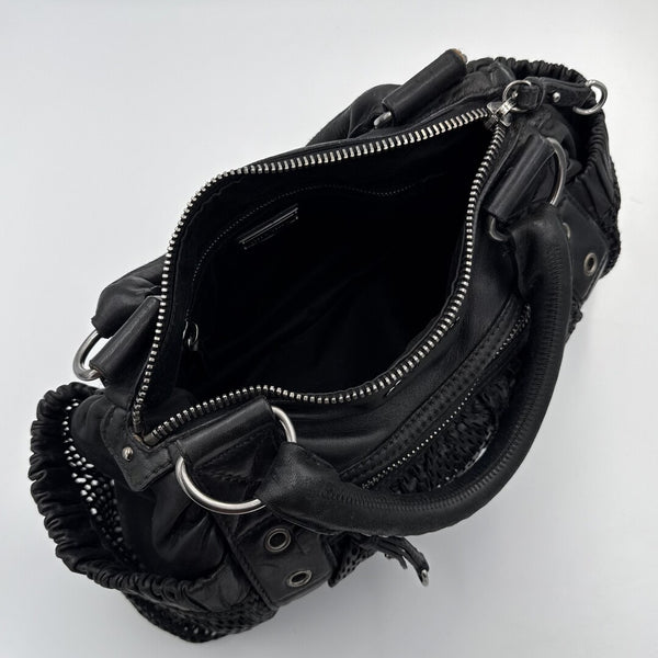 Miu Miu Perforated Black Leather Handbag