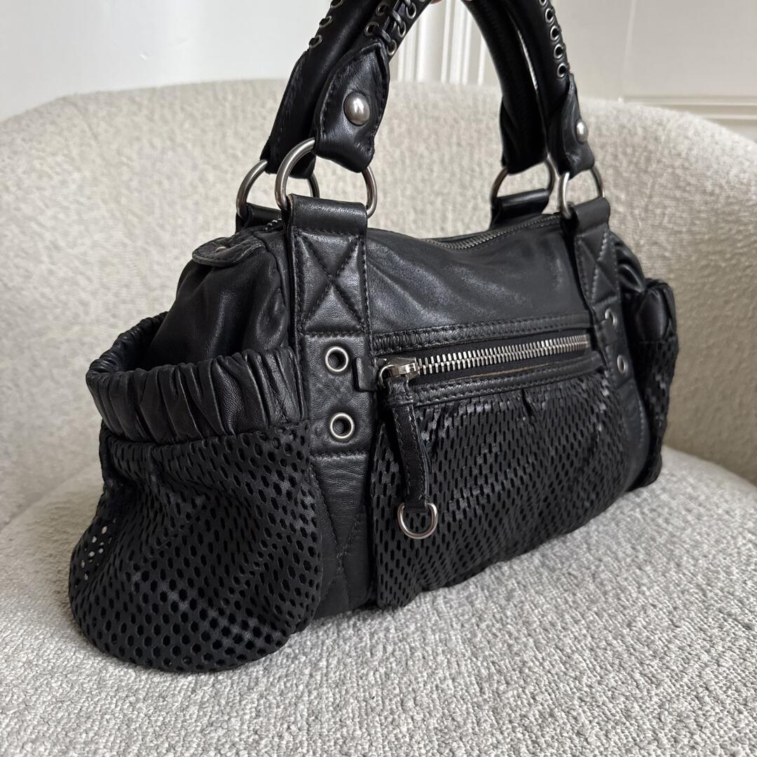 Miu Miu Perforated Black Leather Handbag
