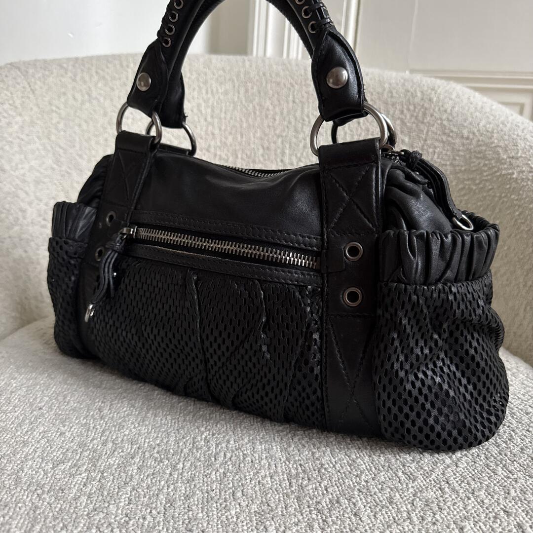 Miu Miu Perforated Black Leather Handbag