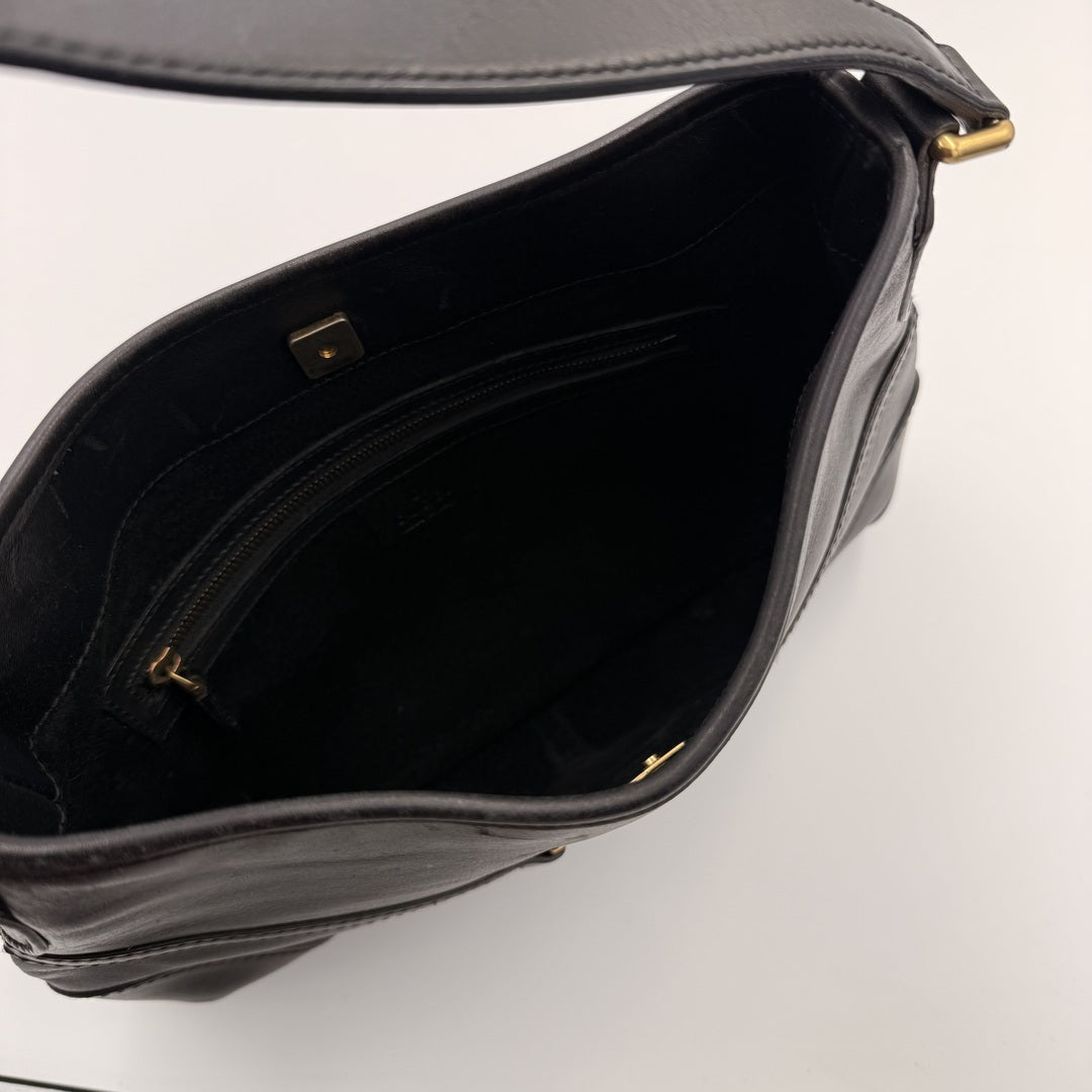 Gucci GG Reins Hobo Black Leather Shoulder Bag