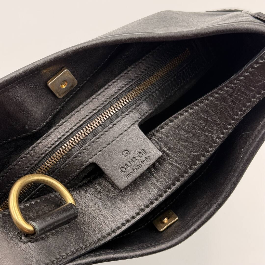 Gucci GG Reins Hobo Black Leather Shoulder Bag