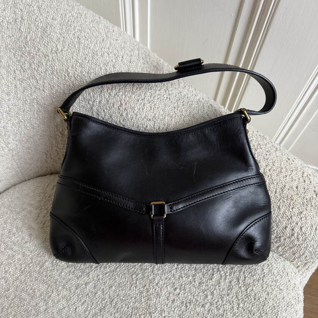 Gucci GG Reins Hobo Black Leather Shoulder Bag