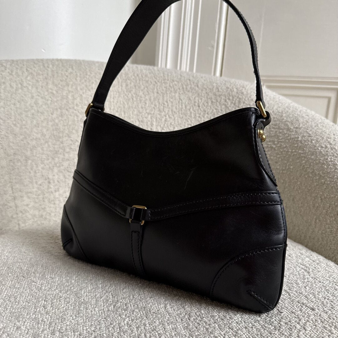 Gucci GG Reins Hobo Black Leather Shoulder Bag