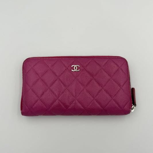 2012 Chanel CC Matelasse Pink Long Zip Wallet