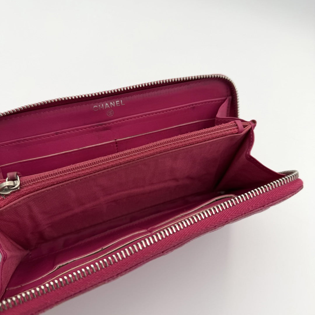 2012 Chanel CC Matelasse Pink Long Zip Wallet
