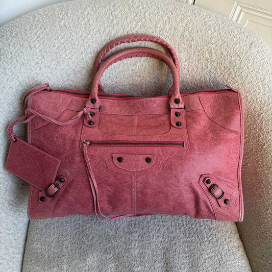 2011 Balenciaga Motocross Classic Weekender Pink Tote Bag