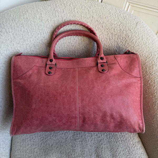 2011 Balenciaga Motocross Classic Weekender Pink Tote Bag