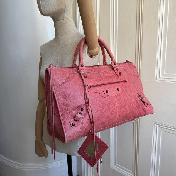 2011 Balenciaga Motocross Classic Weekender Pink Tote Bag
