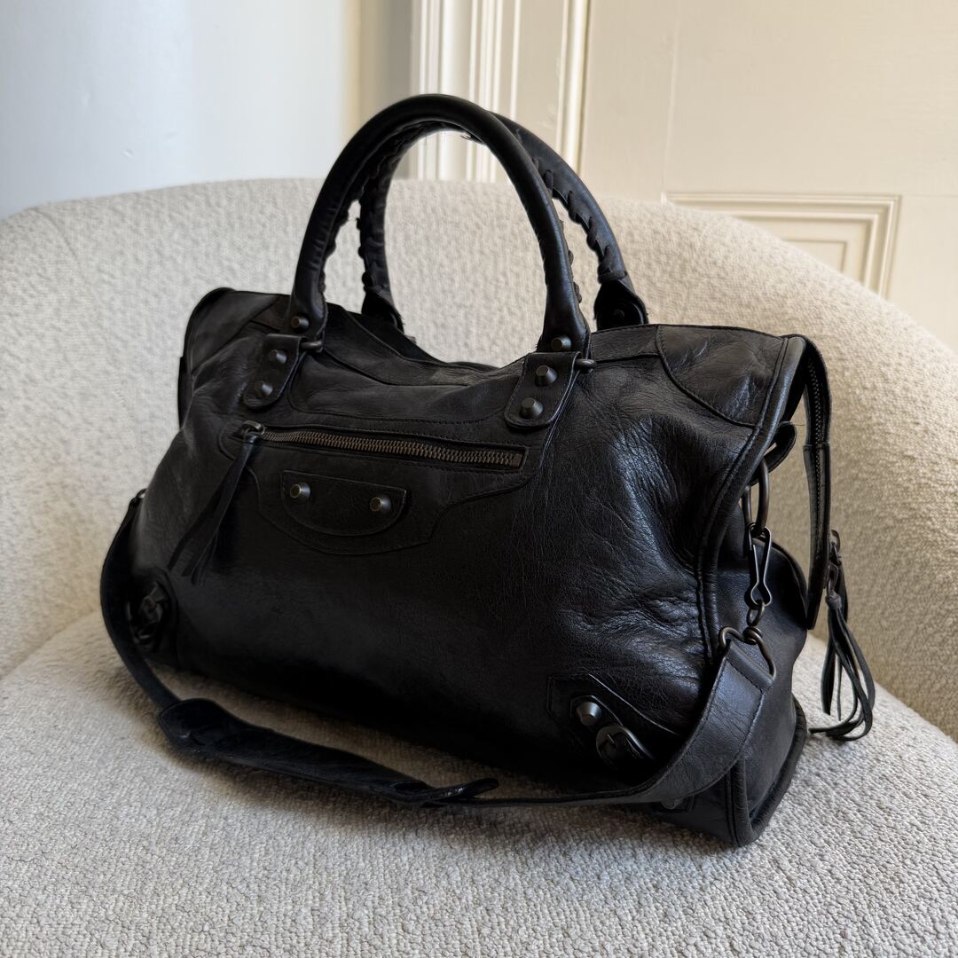 2010 Balenciaga The City Leather Black Bag