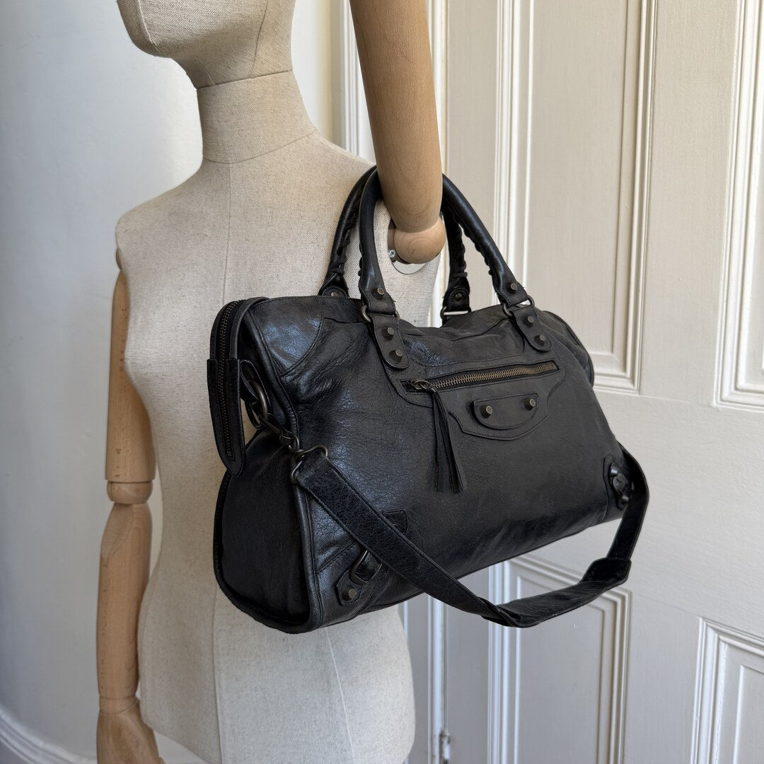 2010 Balenciaga The City Leather Black Bag