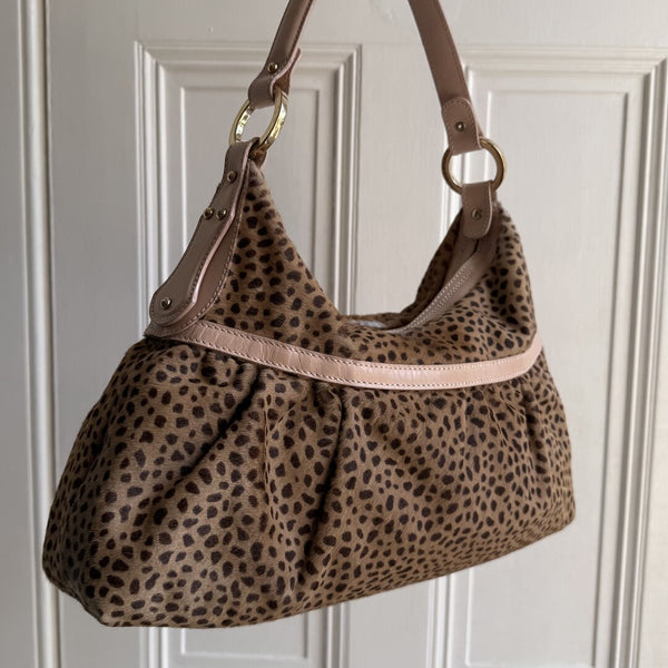 Fendi Leopard Pony Hair Charm Shoulder Bag