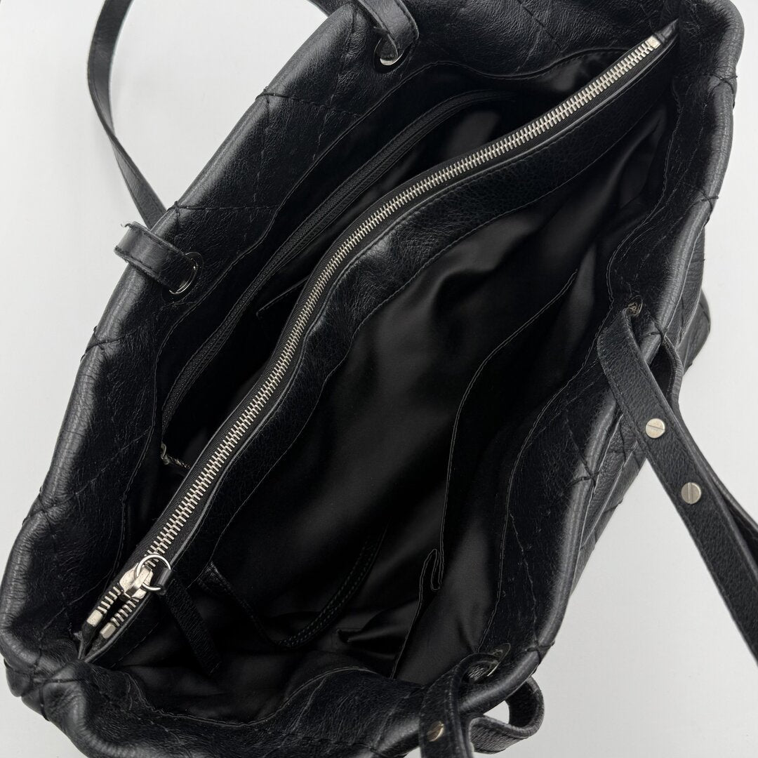 Chanel CC On The Road Black Leather Tote Bag