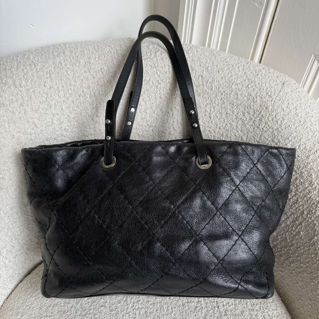 Chanel CC On The Road Black Leather Tote Bag