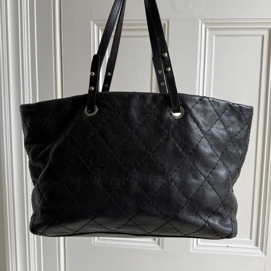 Chanel CC On The Road Black Leather Tote Bag