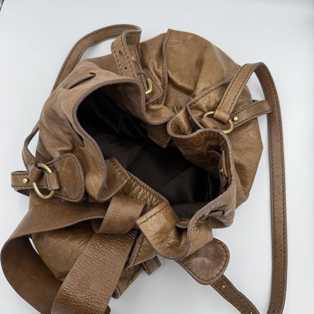 Miu Miu Vitello Leather Brown Tote Bag