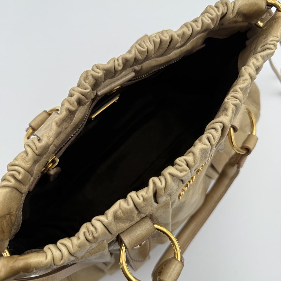 Miu Miu Vitello Beige Leather Handbag