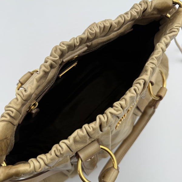 Miu Miu Vitello Beige Leather Handbag