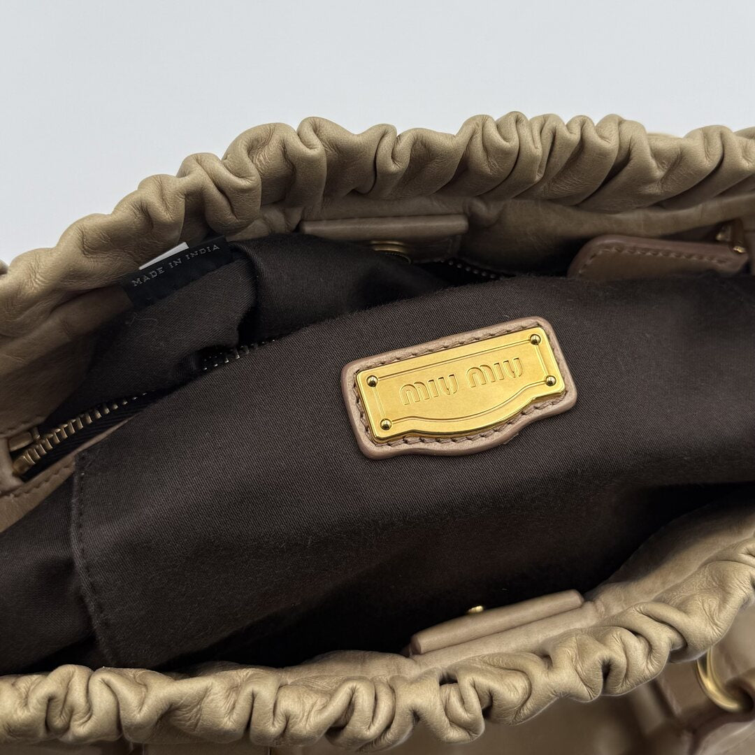 Miu Miu Vitello Beige Leather Handbag