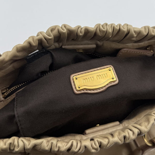 Miu Miu Vitello Beige Leather Handbag