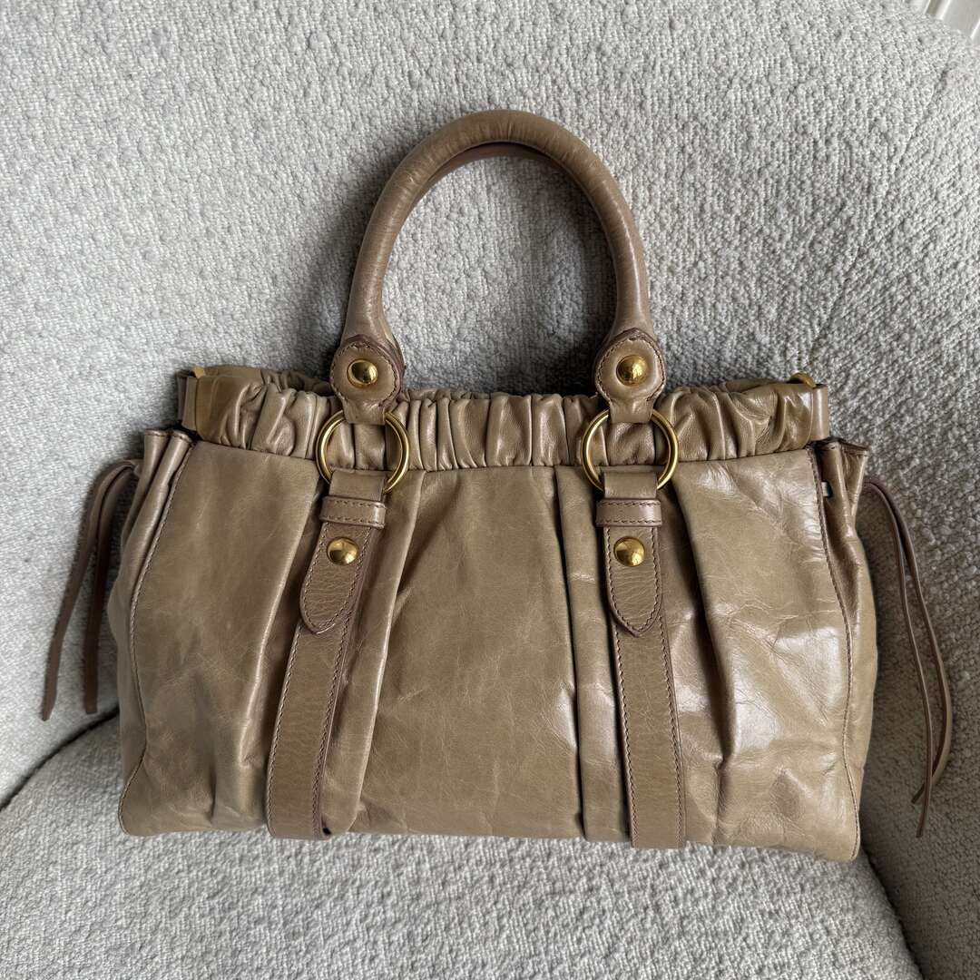 Miu Miu Vitello Beige Leather Handbag