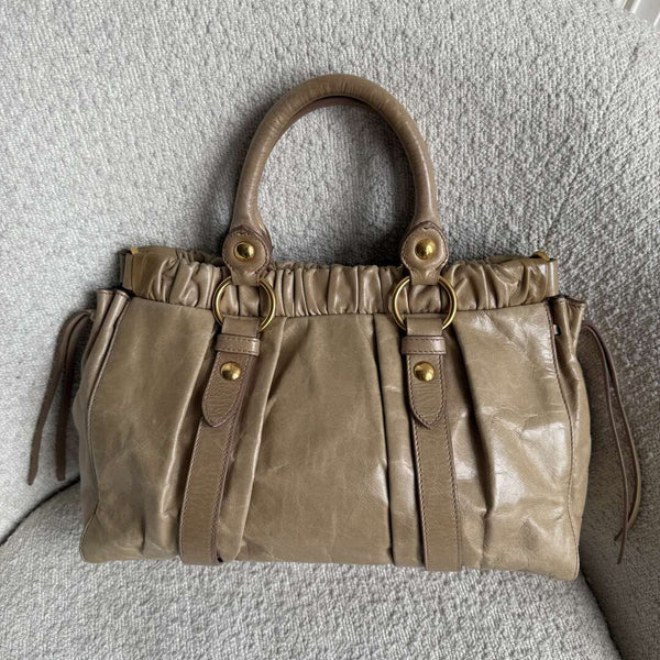 Miu Miu Vitello Beige Leather Handbag