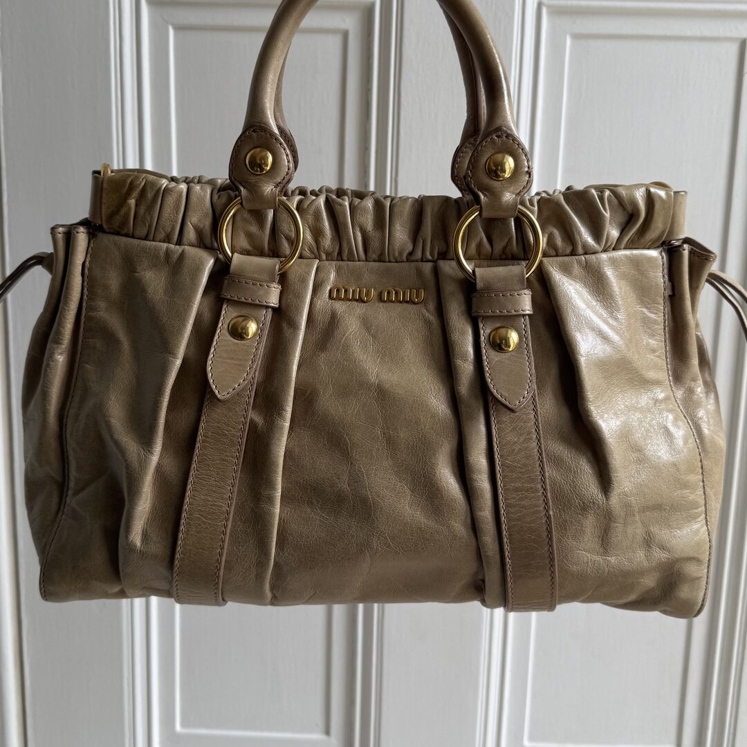 Miu Miu Vitello Beige Leather Handbag
