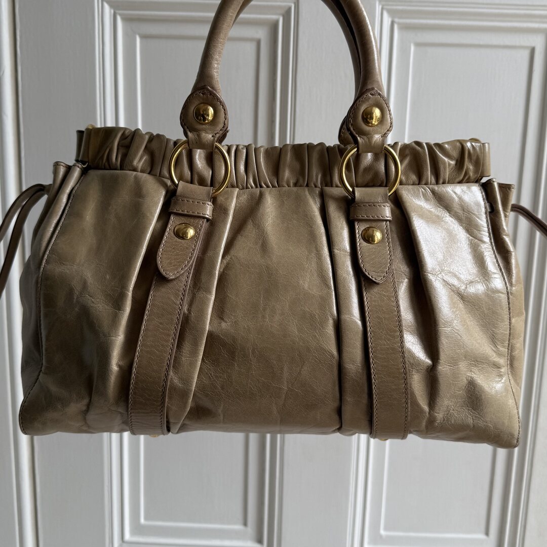 Miu Miu Vitello Beige Leather Handbag