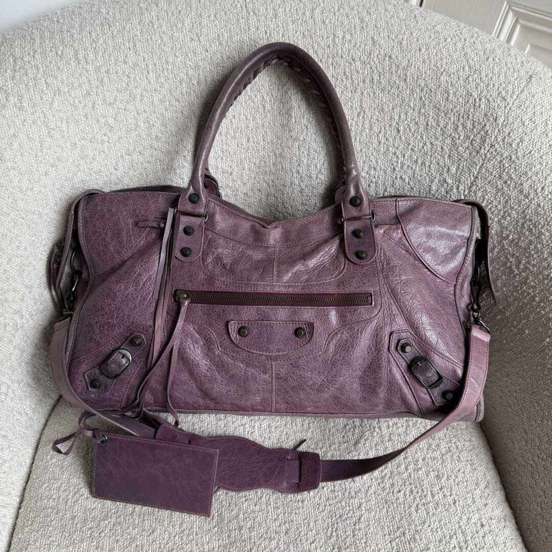 2003 Balenciaga The Part Time Leather Purple Shoulder Bag