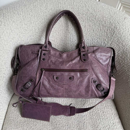 2003 Balenciaga The Part Time Leather Purple Shoulder Bag