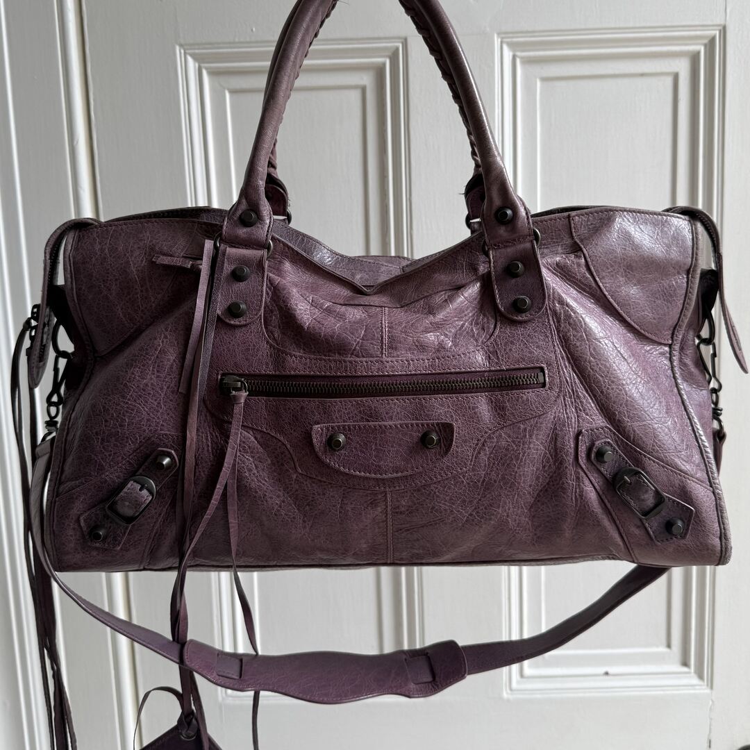 2003 Balenciaga The Part Time Leather Purple Shoulder Bag