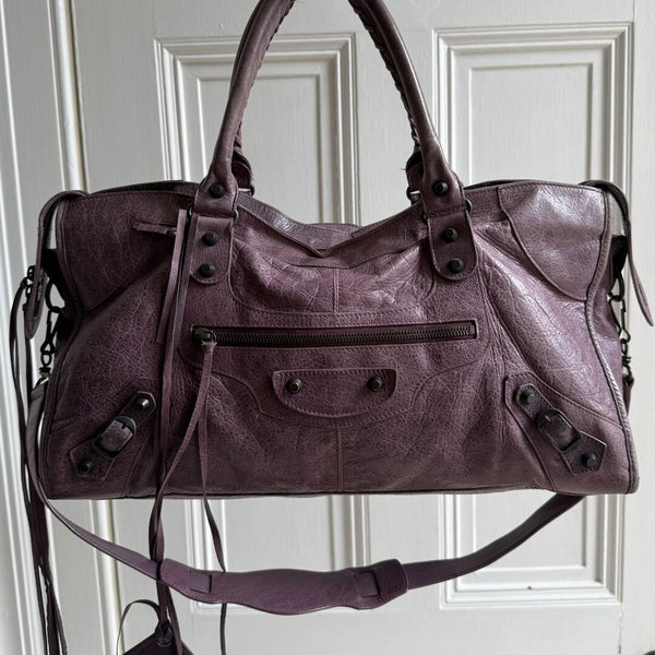 2003 Balenciaga The Part Time Leather Purple Shoulder Bag