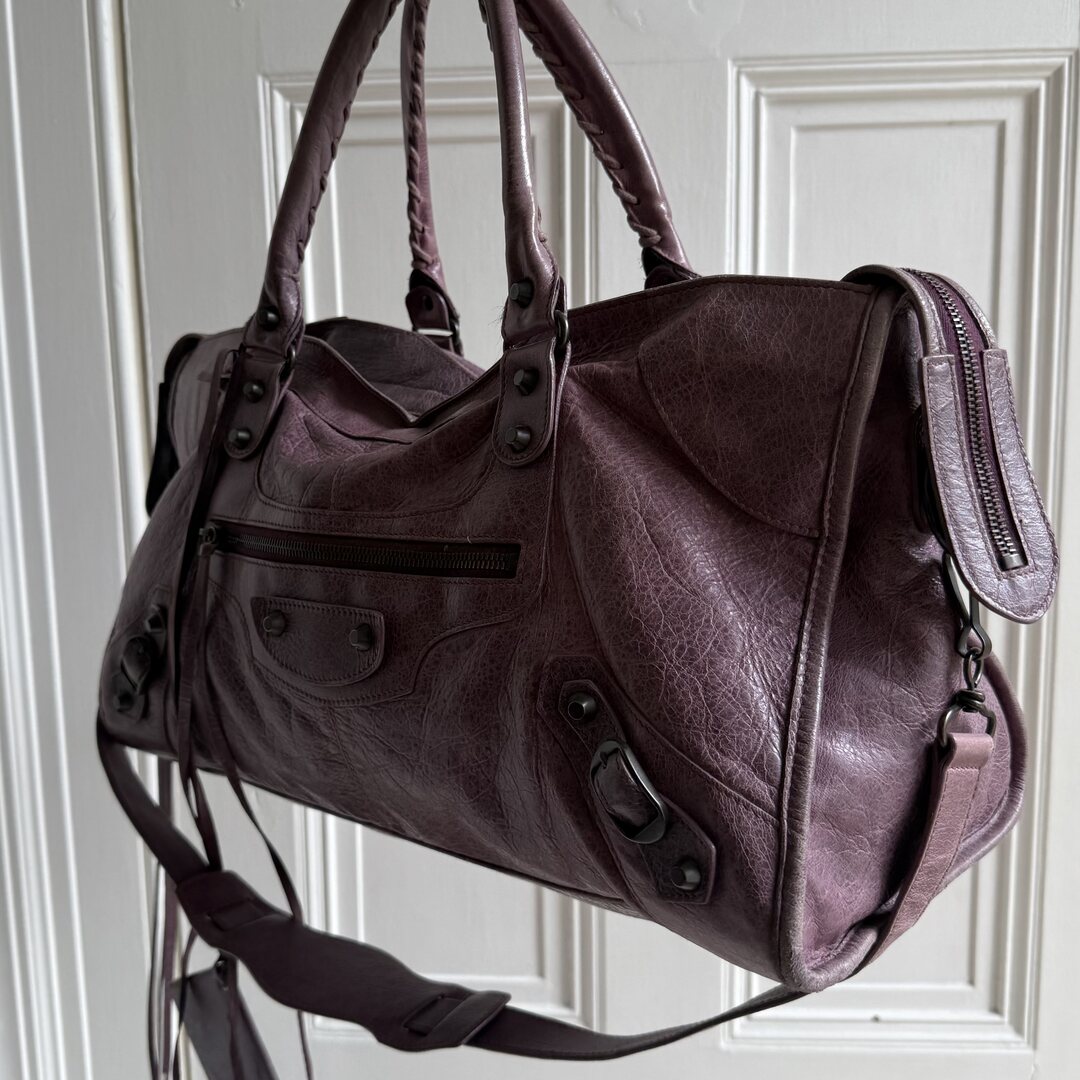 2003 Balenciaga The Part Time Leather Purple Shoulder Bag